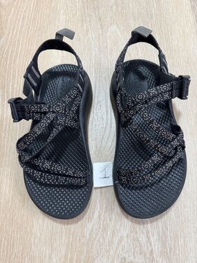 Chaco Kids Black Strappy Sport Sandals with Reflective Detailing